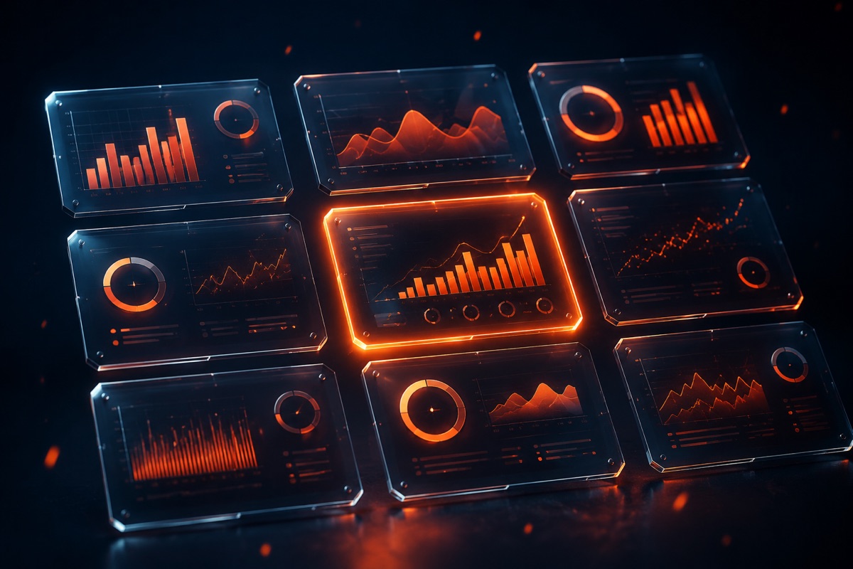Nine glowing dashboard panels comparing LLM visibility tools