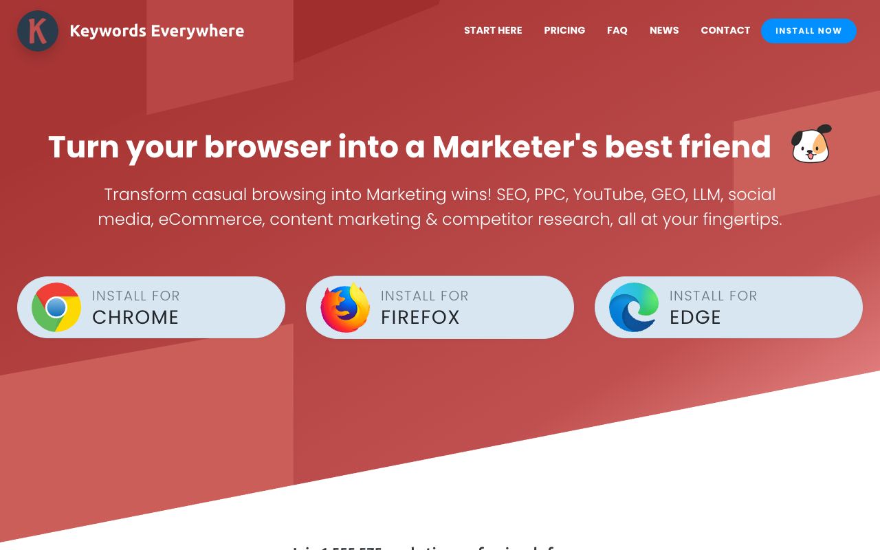 Keywords Everywhere browser extension — keyword data on top of Google, YouTube and more
