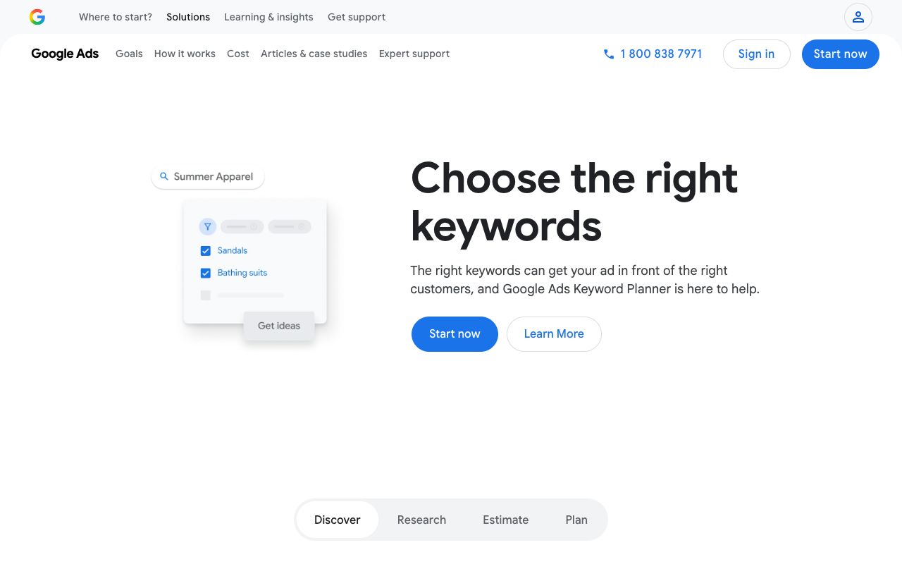 Google Keyword Planner — choose the right keywords inside Google Ads