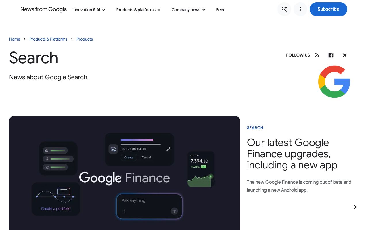 Google's official Search blog — where AI Mode updates are announced
