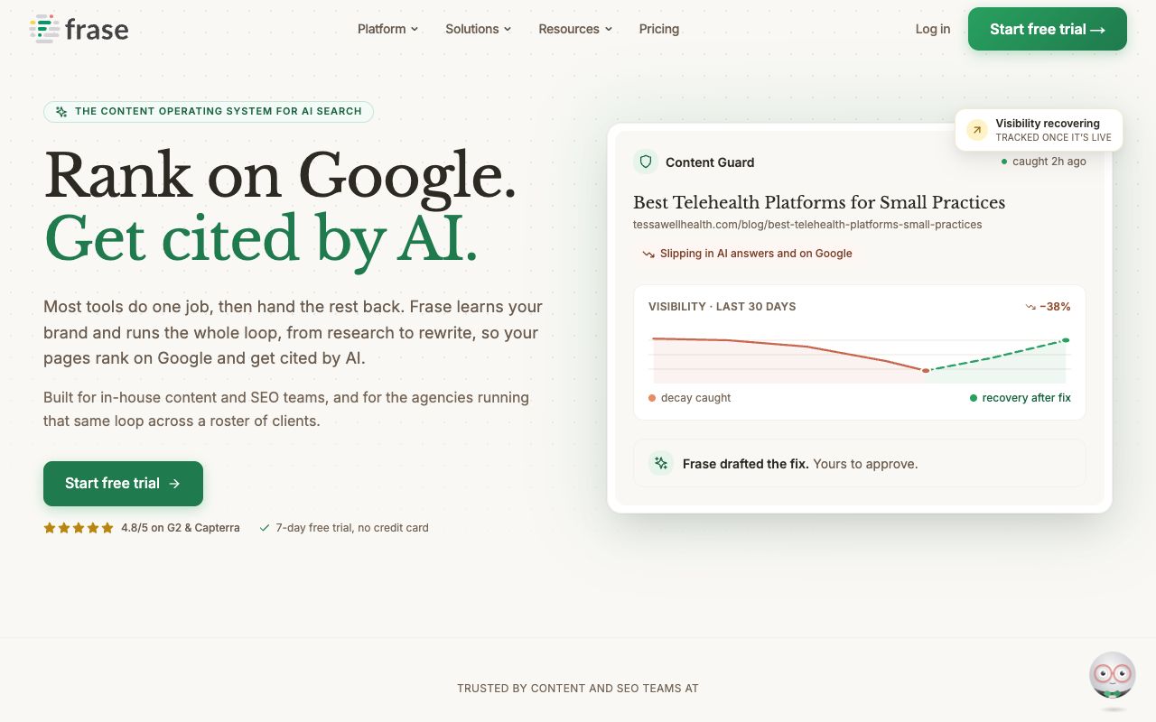 Frase — content optimization with SEO and GEO scores
