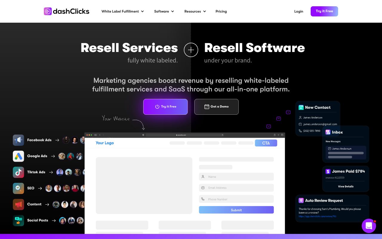 DashClicks — rebrandable dashboard with white-label fulfilment