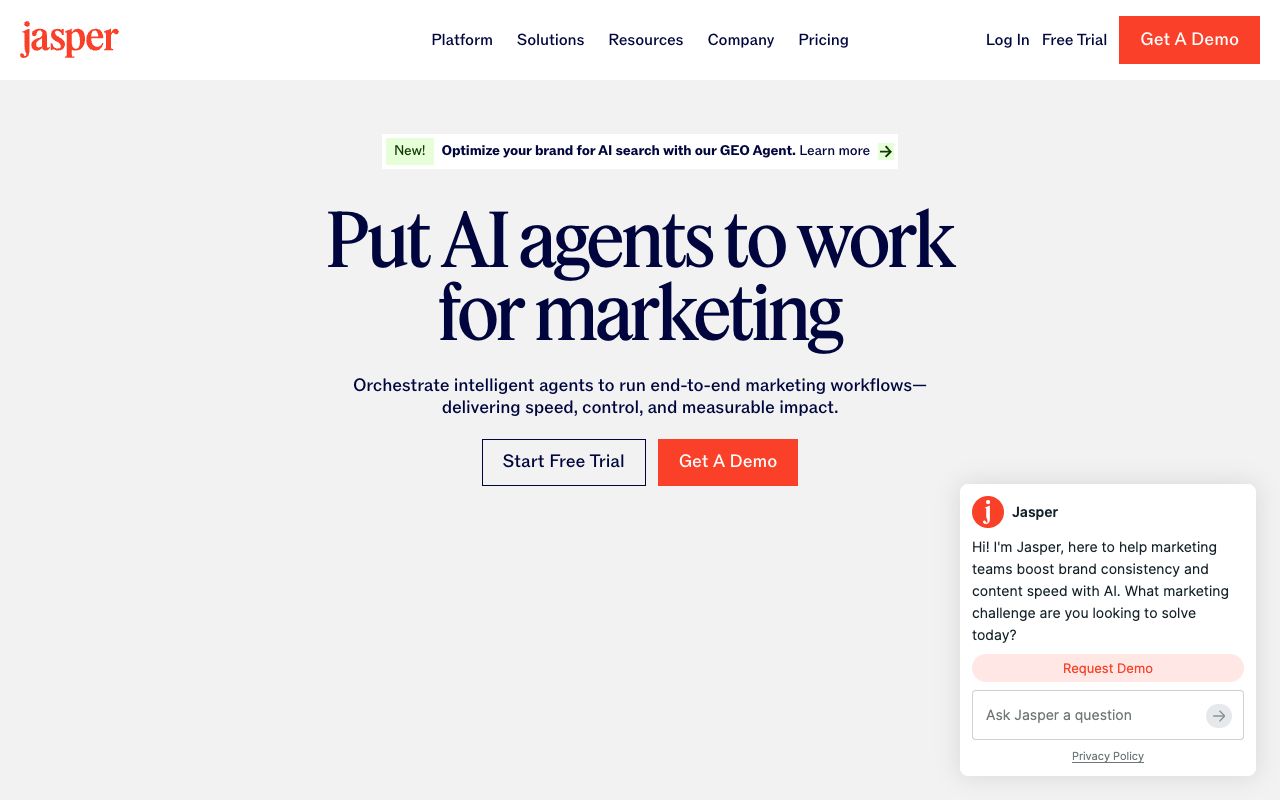 Jasper — brand-voice AI copy for positioning messaging