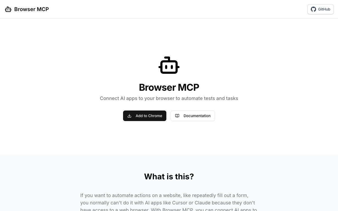 browsermcp.io — MCP server plus Chrome extension