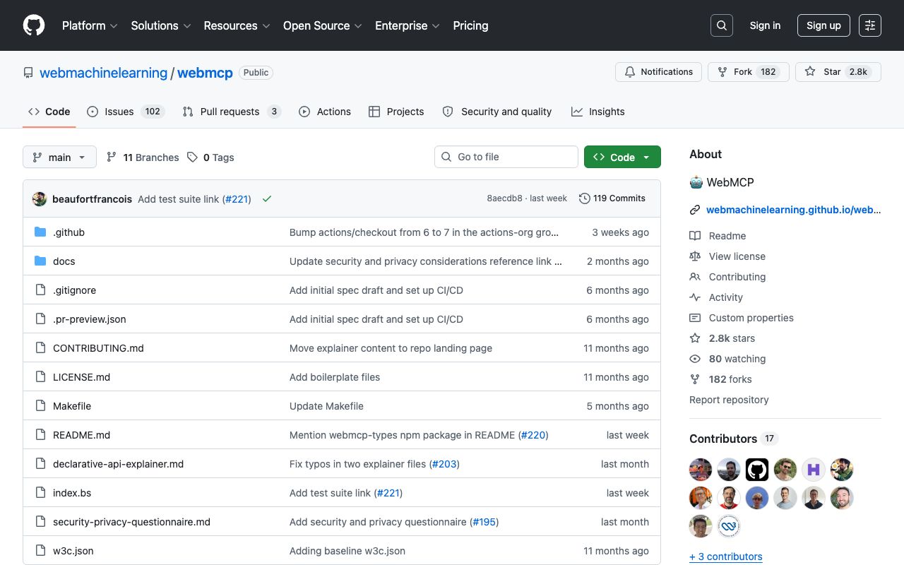 The WebMCP proposal repository — sites exposing tools to agents