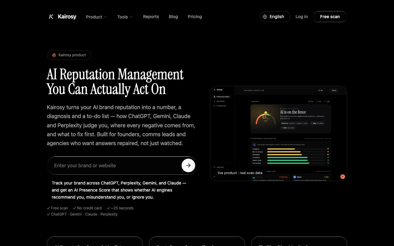 Kairosy's AI reputation management page