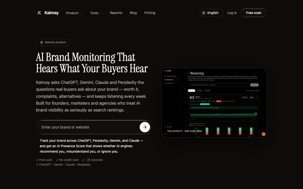 Kairosy tracking AI brand perception across engines week over week