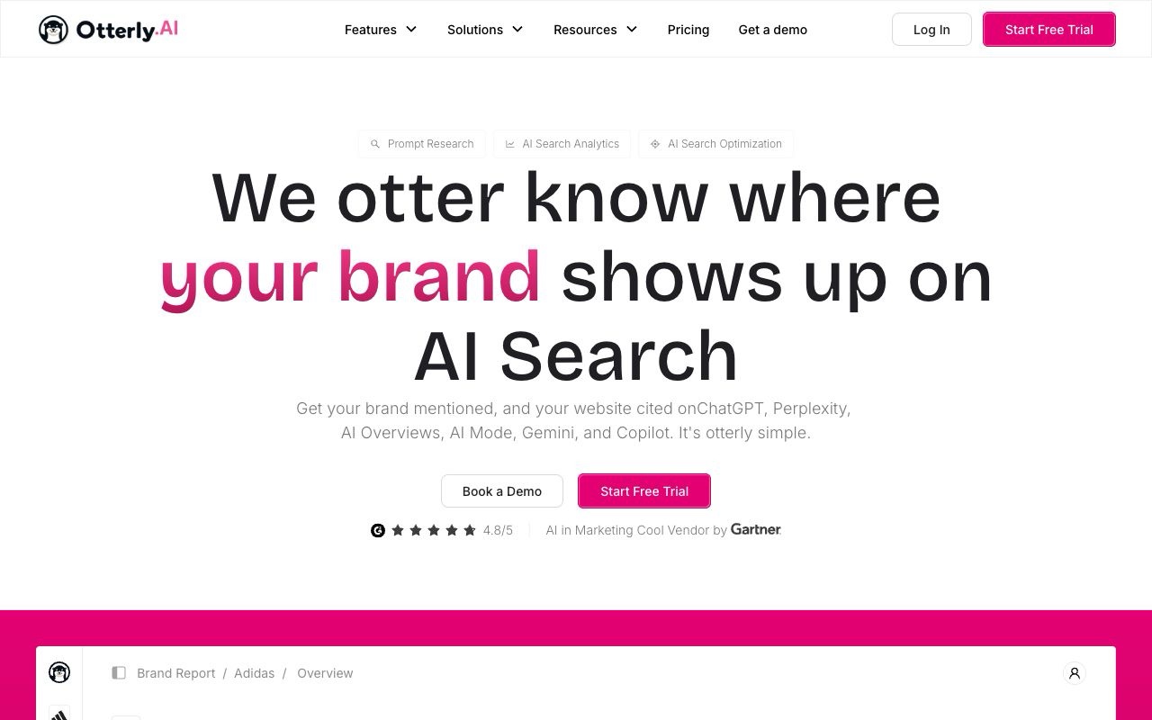 Otterly.ai pricing page showing Lite, Standard and Premium plans with search prompt limits