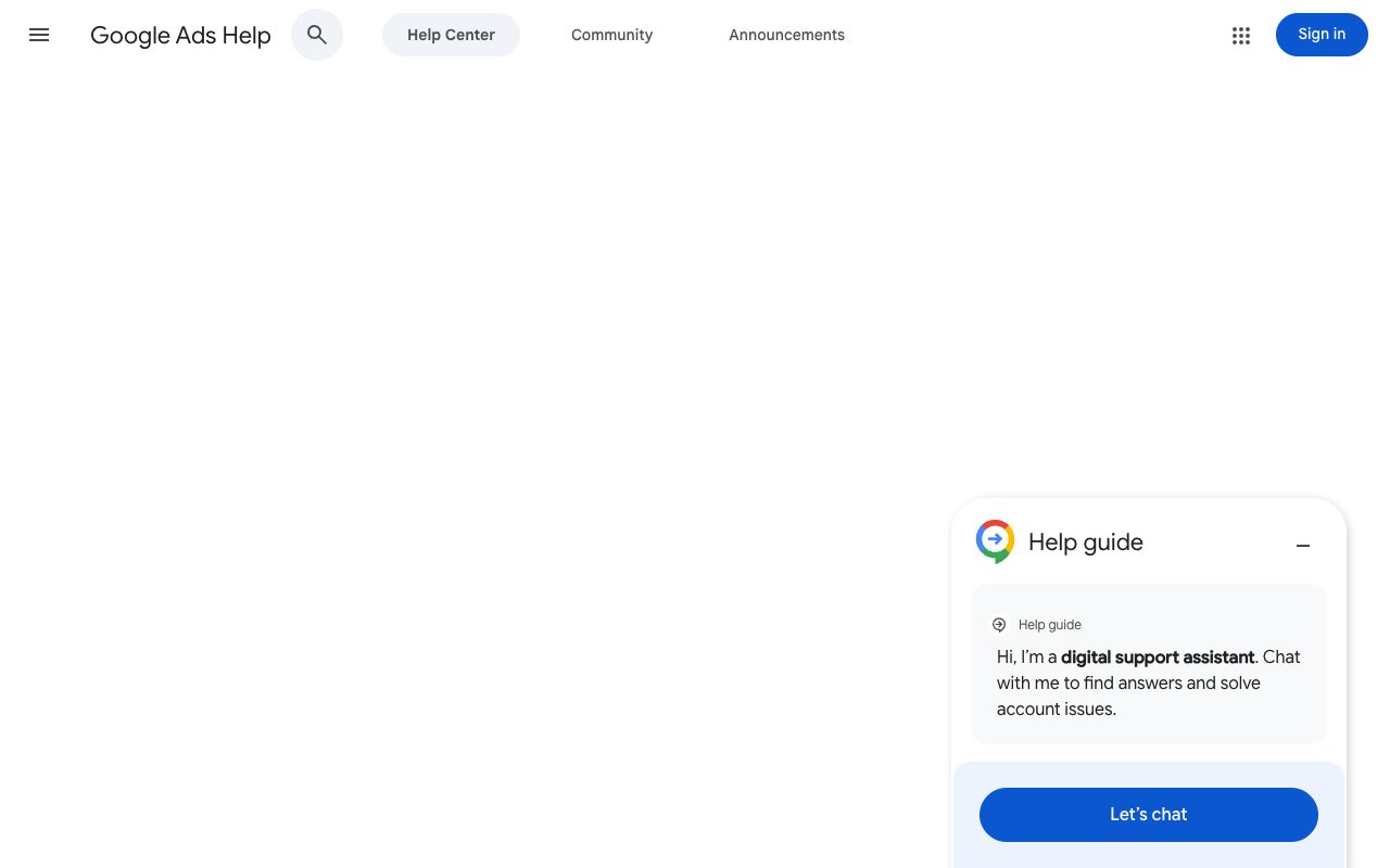 Google Ads Help page stating Shopping ads use Merchant Center product data, not keywords
