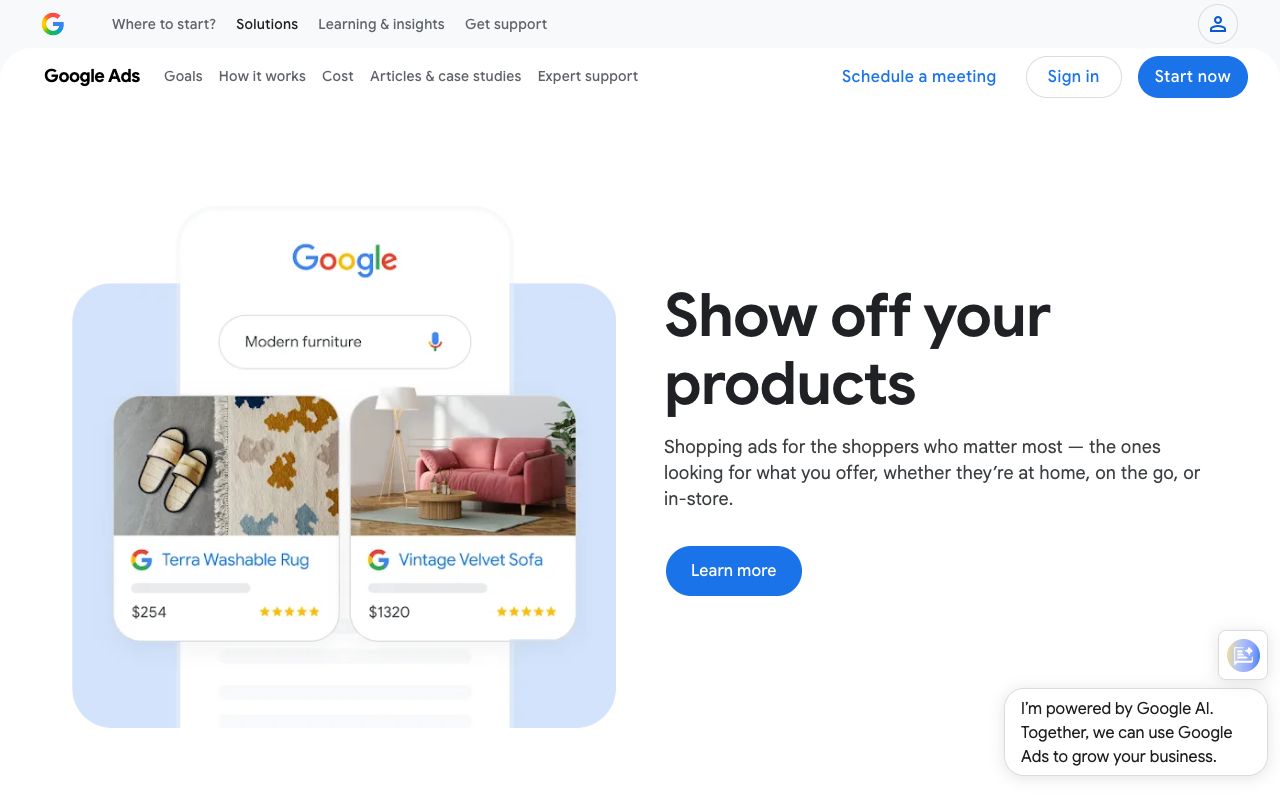 Google Shopping ads product page showing the image, title and price format of a PLA unit