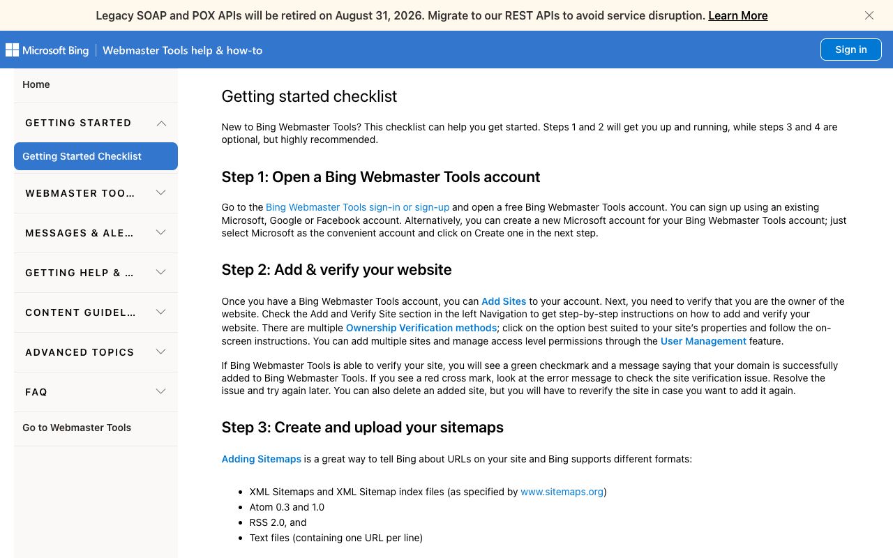 Bing Webmaster Tools getting-started guide with the free backlinks tool