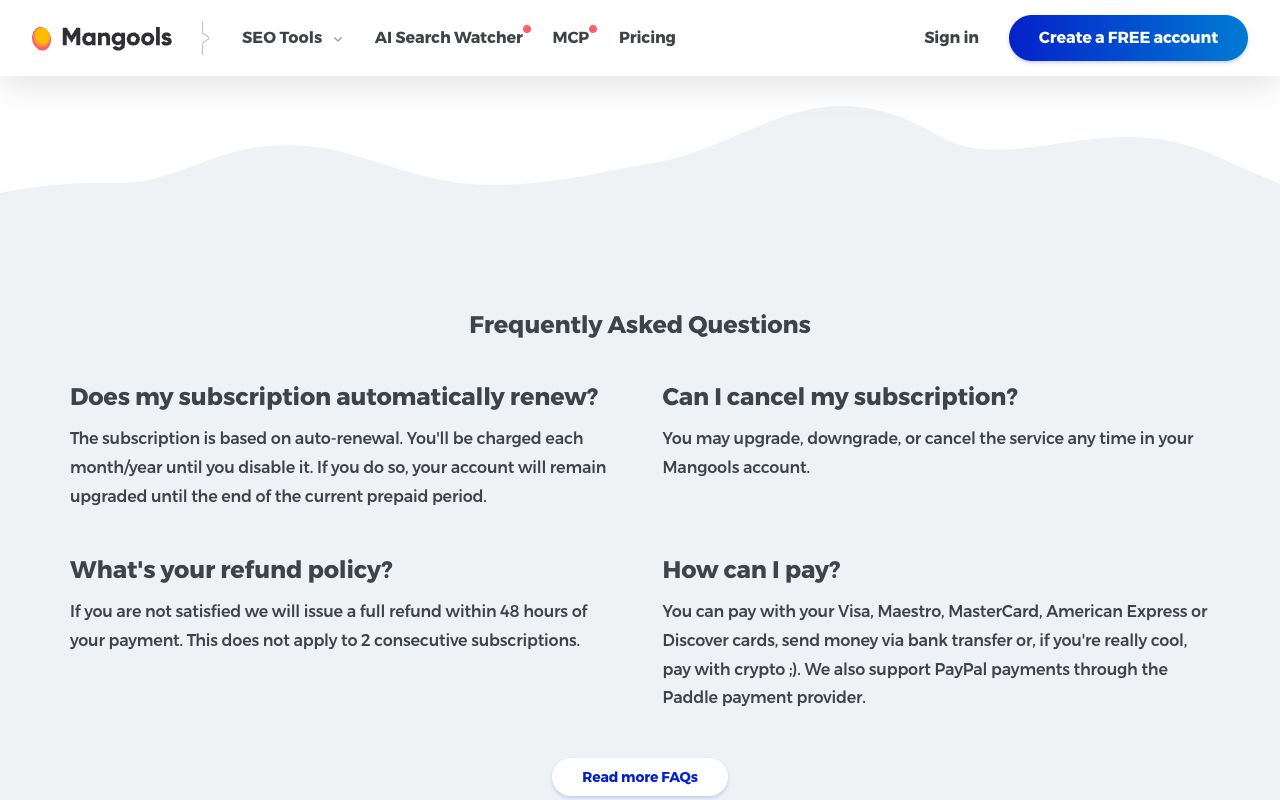 Mangools plans and pricing page showing the Basic, Premium and Agency tiers