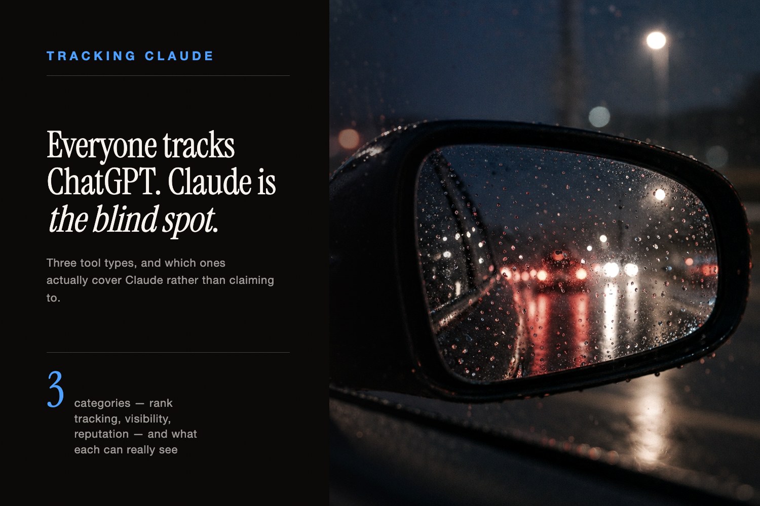 A silhouetted shoulder in a warm cafe beside the finding that few tools track Claude at all