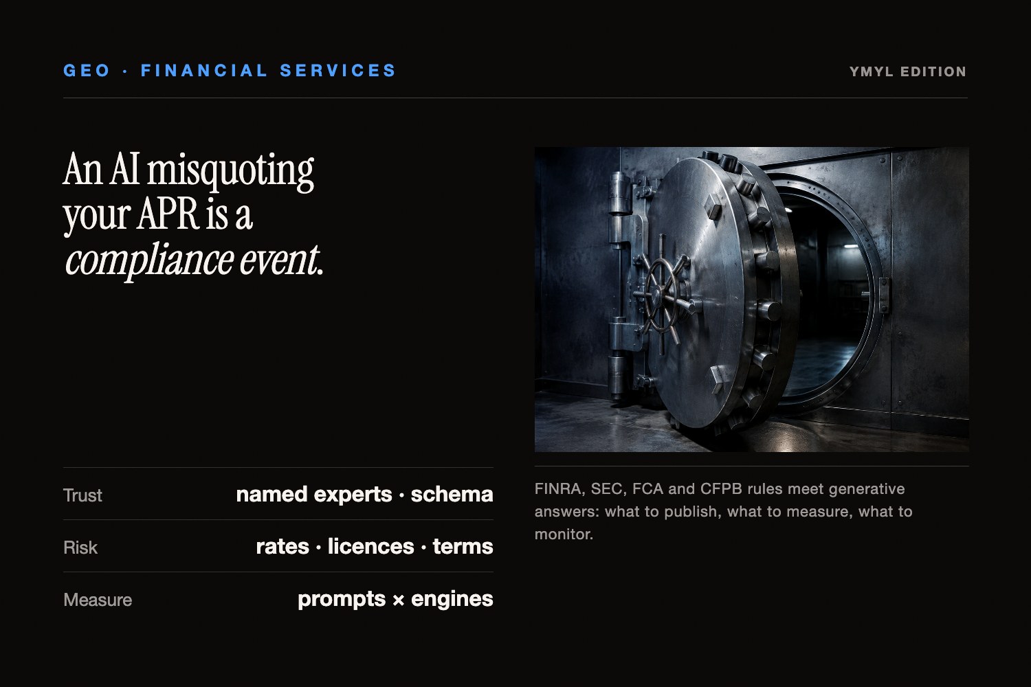 A concrete corridor with shafts of daylight beside GEO best practices for financial services