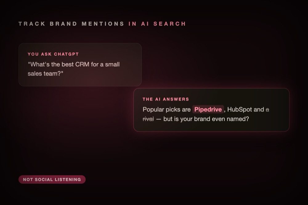 A stylized AI answer naming brands — track brand mentions in AI search